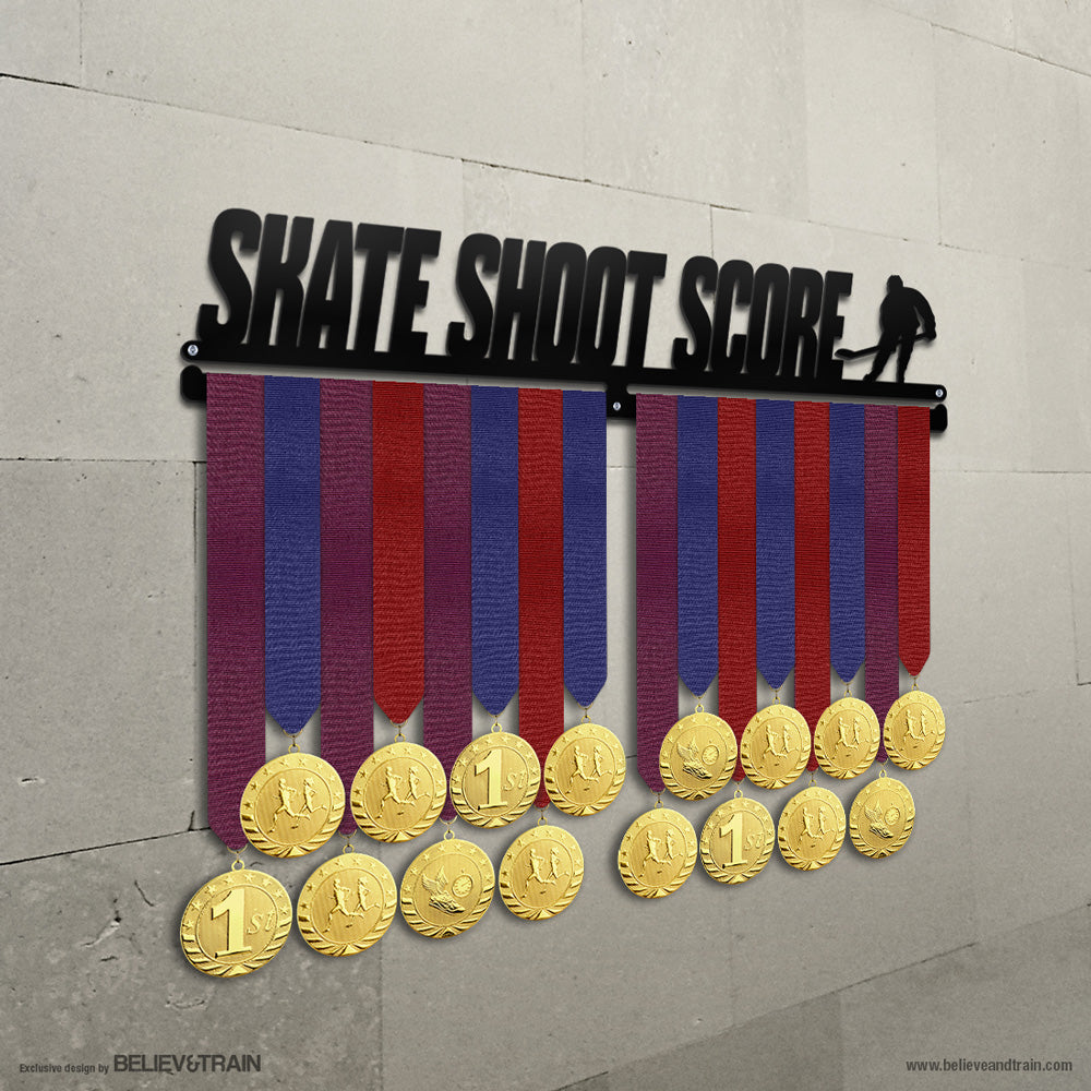 Skate Shoot Score - Hockey Medal Hanger