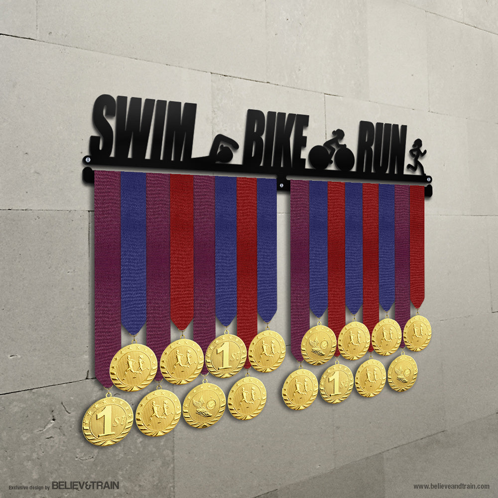 Swim Bike Run Women - Motivational Triathlon Medal Hanger