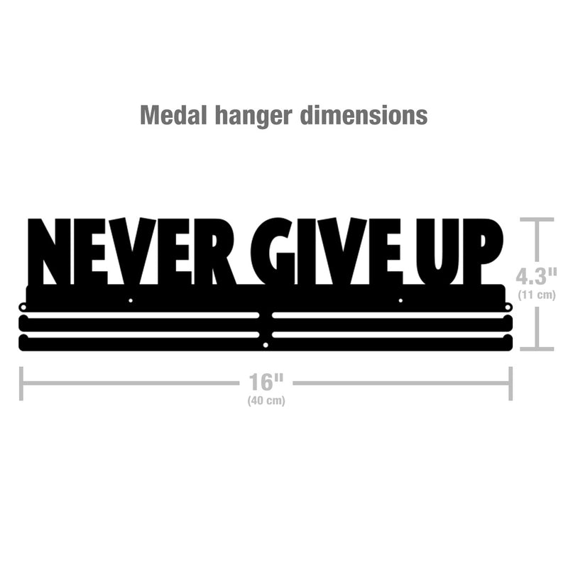 Bib Holder & Medal Hanger Never Give Up