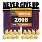 Bib Holder & Medal Hanger Never Give Up